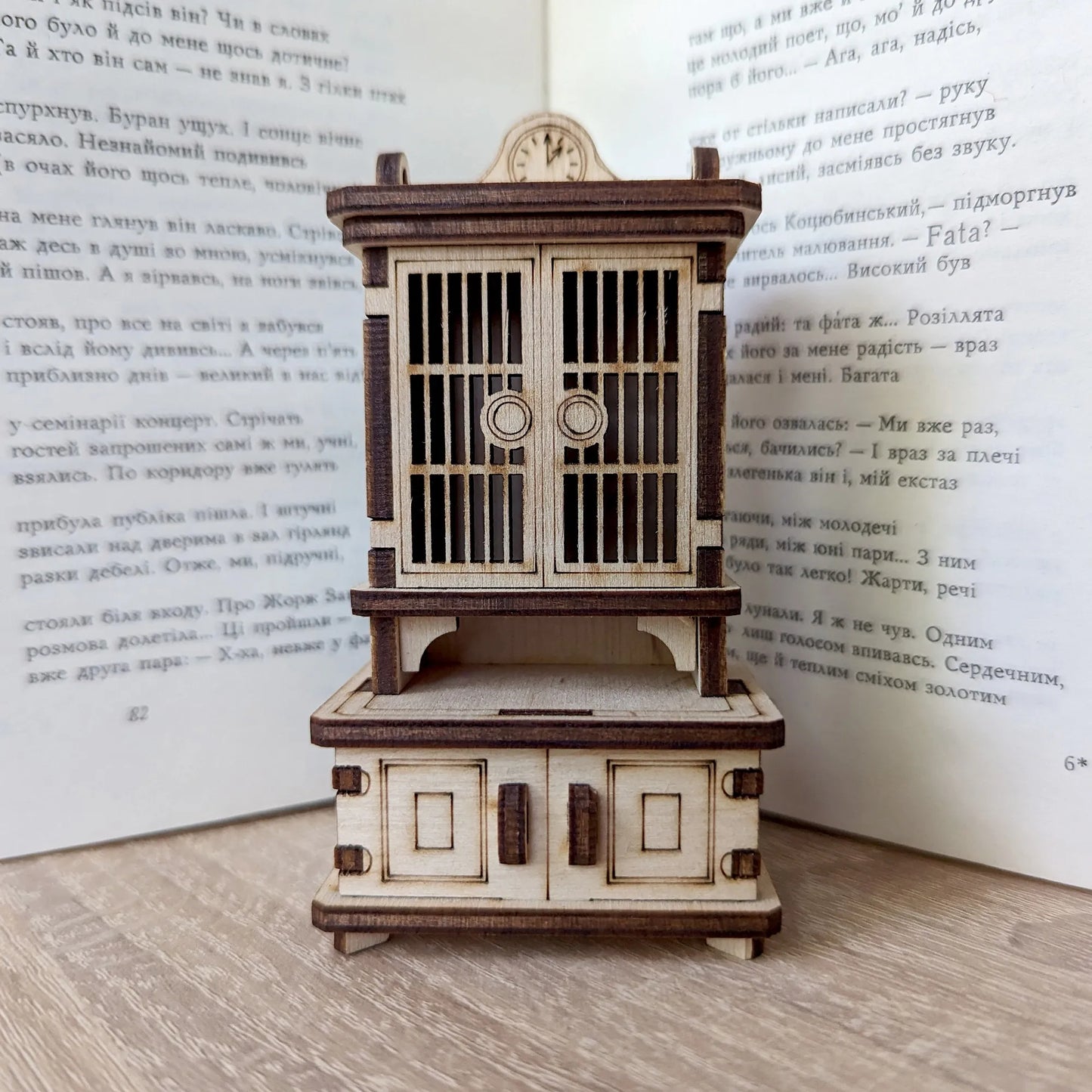 Handmade plywood sideboard furniture model designed for miniature home décor and dollhouse displays.