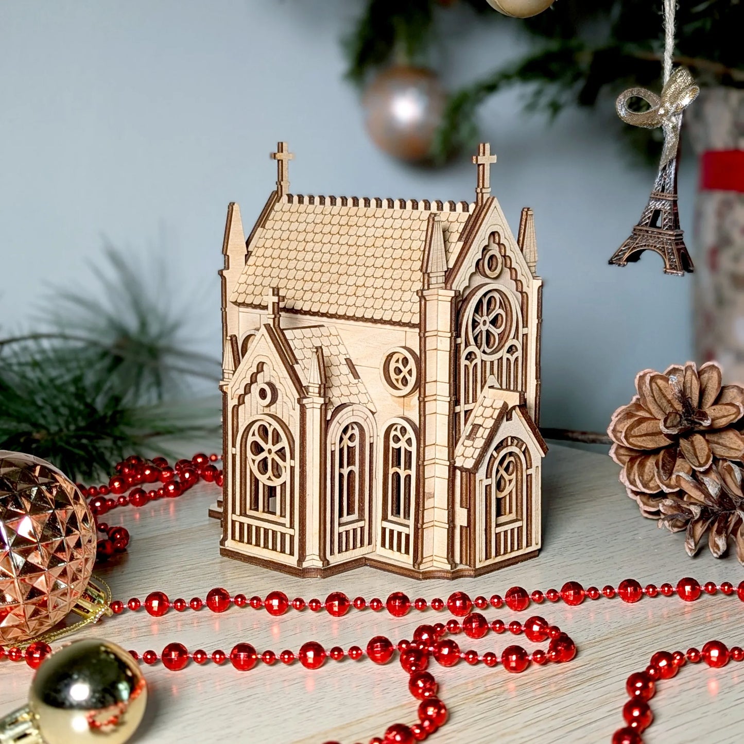 Gothic Cathedral – Wooden Architectural Model Kit, 3D DIY Church Miniature